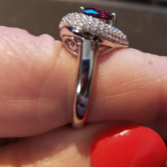 Ruby Red CZ .925 Sterling Ring SZ 8 - Picture 5 of 6